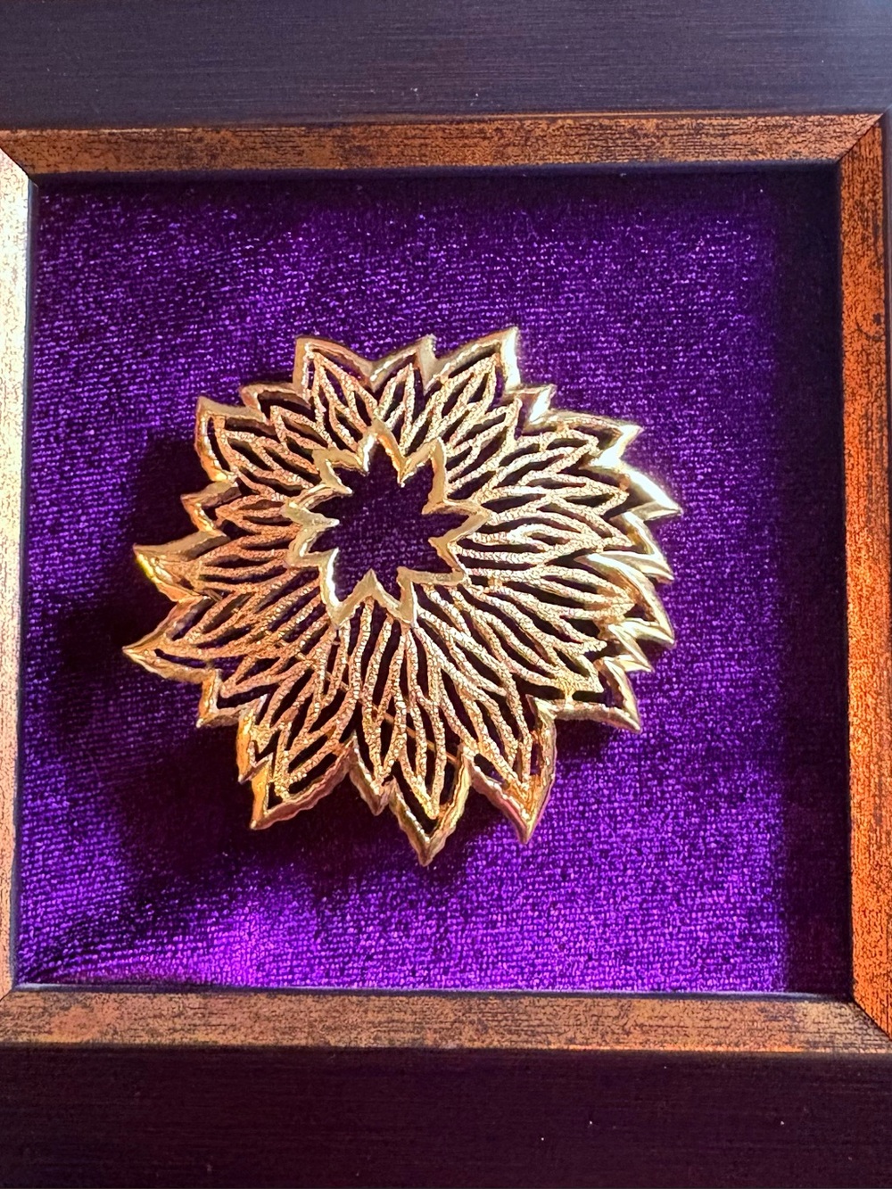 Vintage Crown Trifari Gold Tone Openwork Sunflower Brooch | Signed Floral Pin